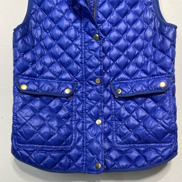 J Crew Shiny Quilted Field Puffer Down Vest C9300 Blue XS P636 - Picture 5 of 9